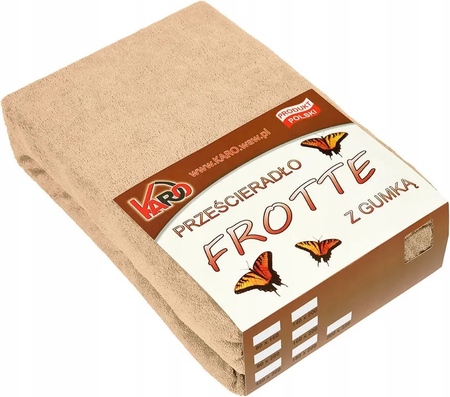 Gumis frottír lepedő 200x200 bézs Karo
