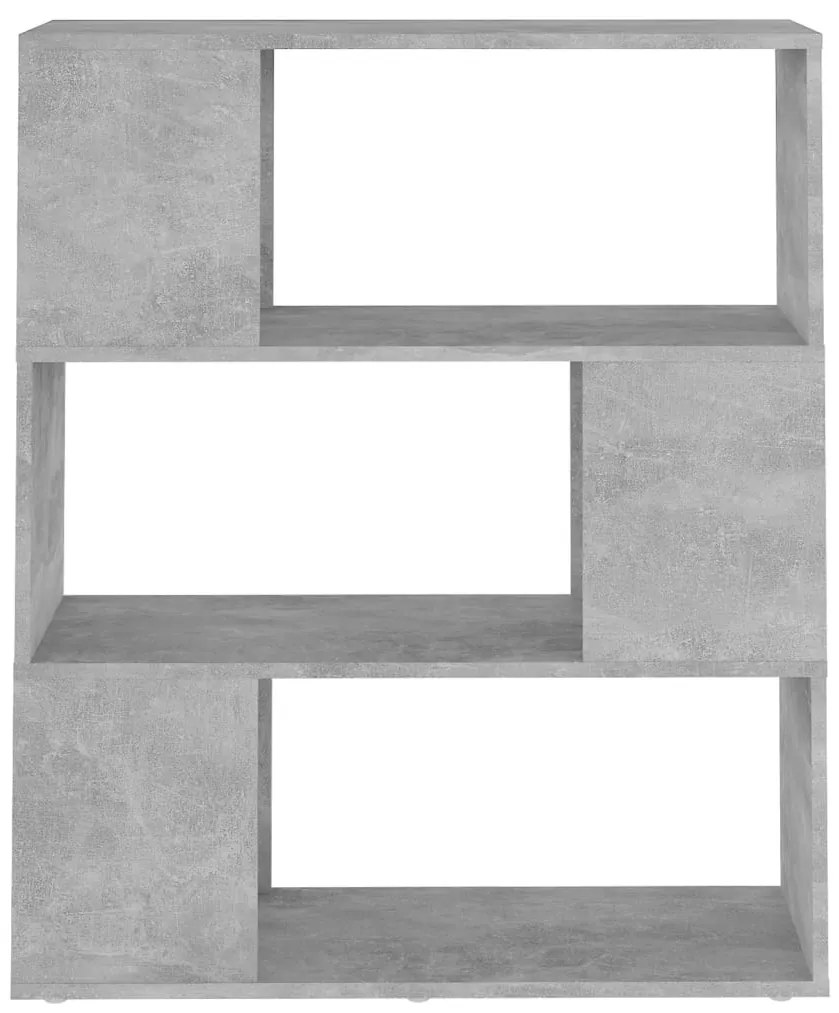 betonszürke szerelt fa térelválasztó könyvszekrény 80x24x94 cm