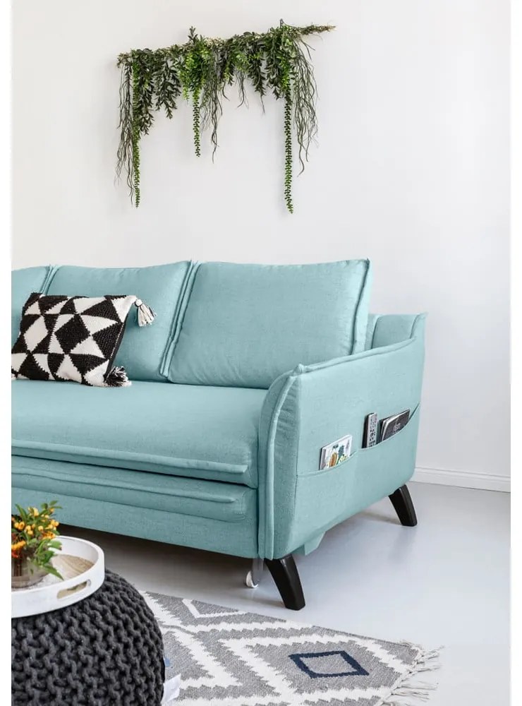 Charming Charlie világoskék kinyitható sarokkanapé, bal oldali - Miuform