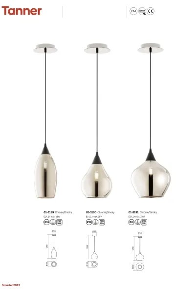 Redo 01-3190 - Csillár zsinóron TANNER 1xE14/28W/230V átm. 15 cm