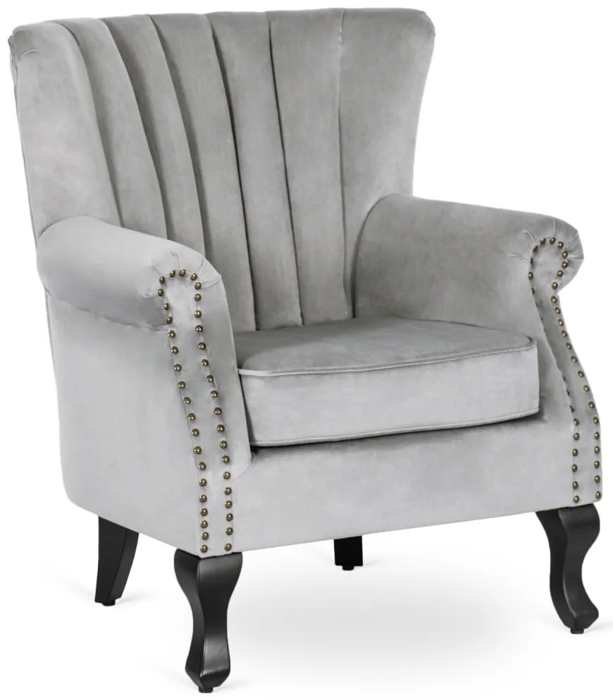 Chesterfield Fotel Szürke Bársony Kárpittal. MALLO