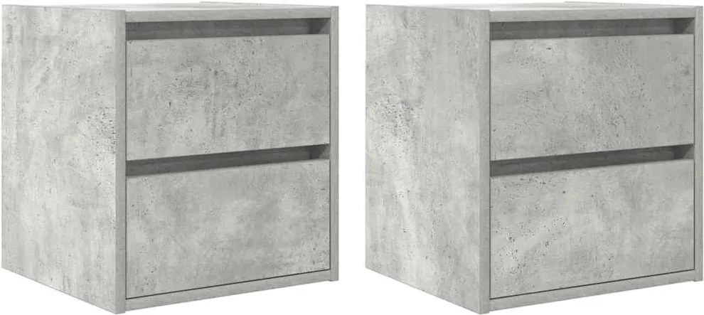 vidaXL 2 db betonszürke falra szerelhető éjjeliszekrény 38x34x40 cm