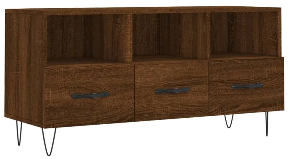 barna tölgyszínű szerelt fa TV-szekrény 102 x 36 x 50 cm