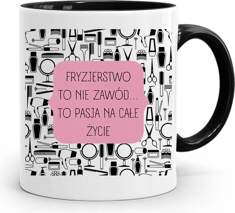 Fekete Fodrász Bögre Egy Életen Át Tartó Szenvedély fényképes nyomtatással