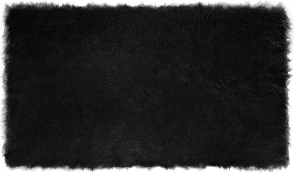 vidaXL Műgyapjú Szőnyeg Tafalla Fekete 100 x 200 cm Poliészter