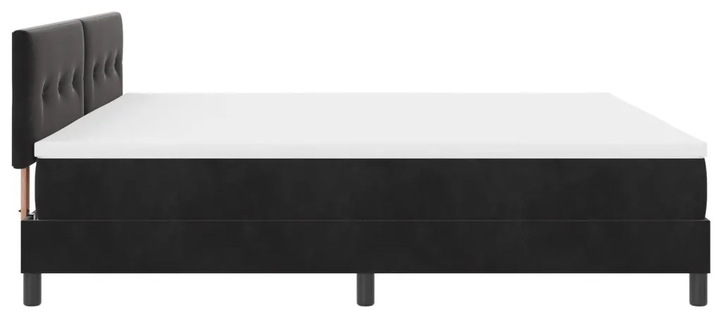 Box Spring Ágy Mattal & LED Fekete 200x200 cm Bársony