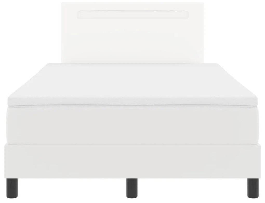 Boxspring Ágy Matraccal, Fehér, Kis Dupla, Műbőr