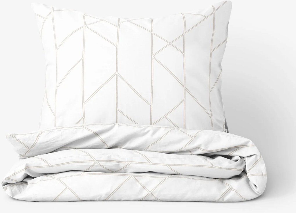 Goldea pamut ágyneműhuzat - geometriai vonalak fehéren 240 x 220 és 2db 70 x 90 cm