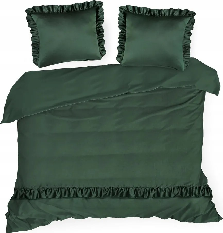 Zöld fodros pamut-szatén ágyneműhuzat 160X200