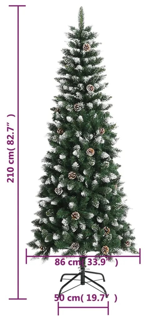 zöld PVC műkarácsonyfa állvánnyal 210 cm
