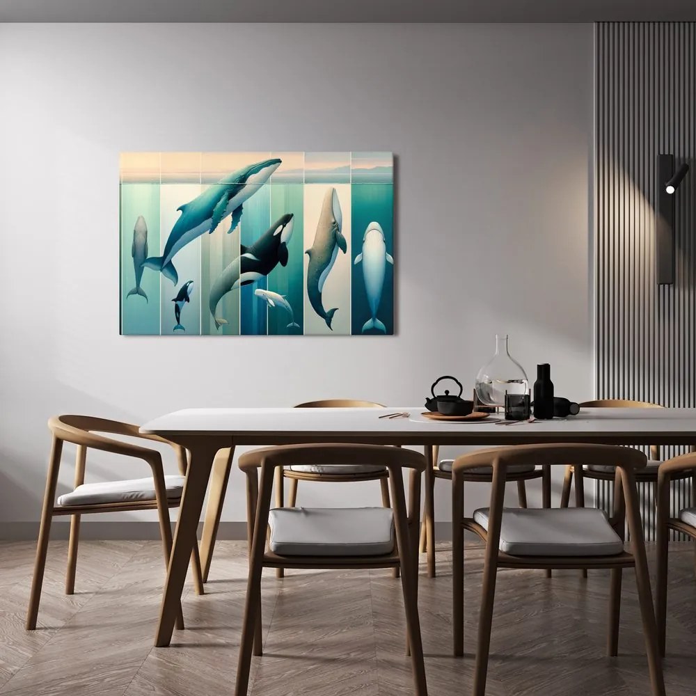 Kép bálnák és kardszárnyú delfinek a mélyben