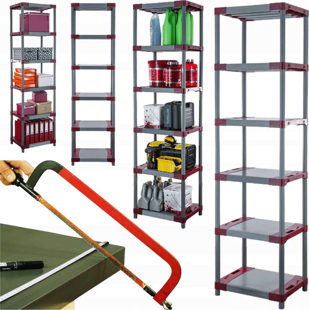 Műanyag könyvespolc pincébe 222x50x46 cm Eco Vízálló Moduláris