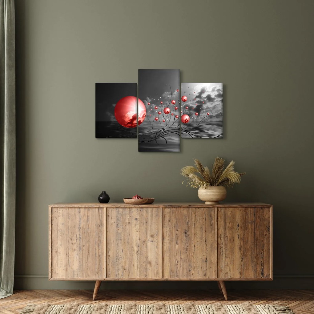 Piros gömbök képe (90x60 cm)