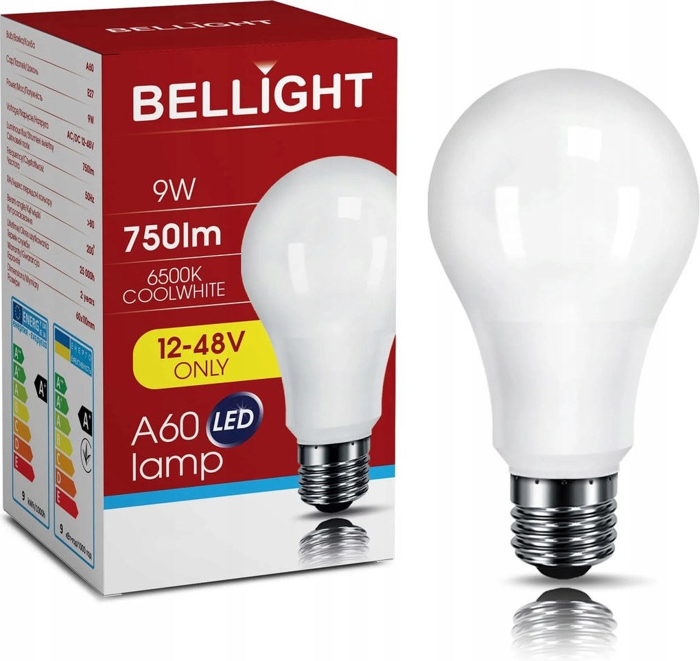 Bellight Led izzó A60 12V-48V Ac/dc 9W 3000K 750lm