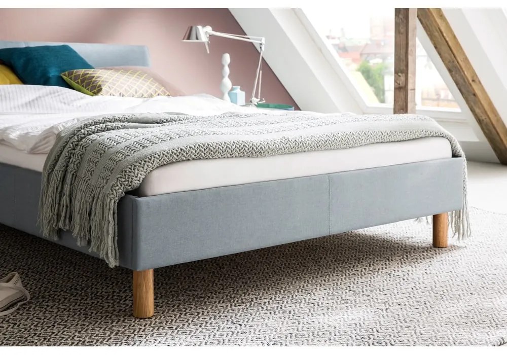 Kékesszürke kárpitozott egyszemélyes ágy 120x200 cm Lena – Meise Möbel