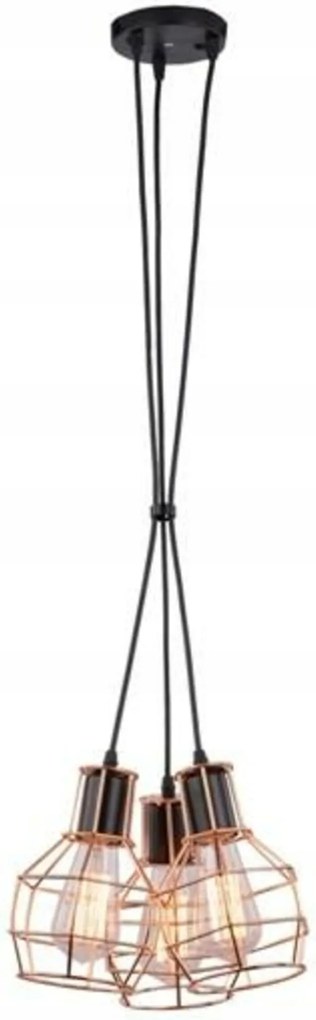 AZzardo Carron 3 réz függeszték AZ1660 E27 3x60W IP20 35cm réz
