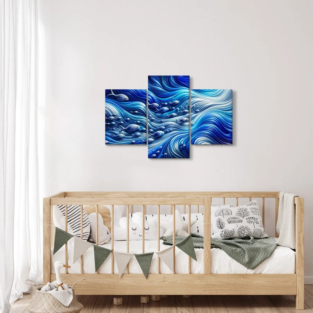 Kép – Halak a hullámokban (90x60 cm)