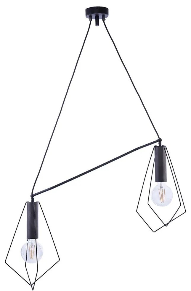 Jupiter 1645 - Csillár zsinóron KAIR 2xE27/60W/230V fekete/grafit
