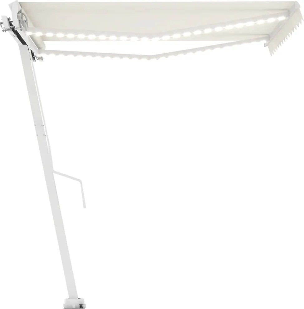 vidaXL krémszínű kézzel kihúzható LED-es napellenző 350 x 250 cm