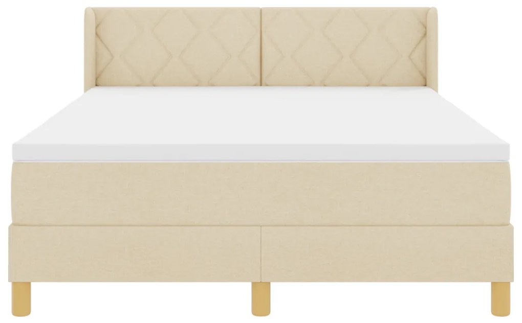 Boxspring Ágy Mattal - Krém, 160 x 200 cm, Textil