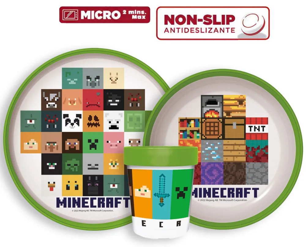Minecraft csúszásmentes étkészlet, micro műanyag szett