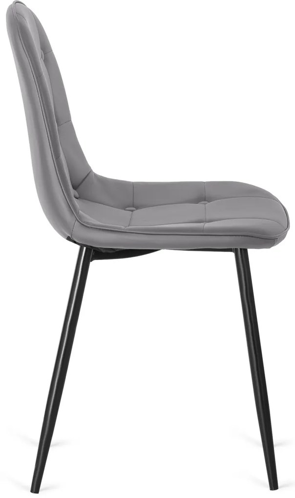 Étkezőgarnitúra: bővíthető asztal 102–142 cm fekete színben + 4 db szürke ökobőr szék – HARRY / ARIS