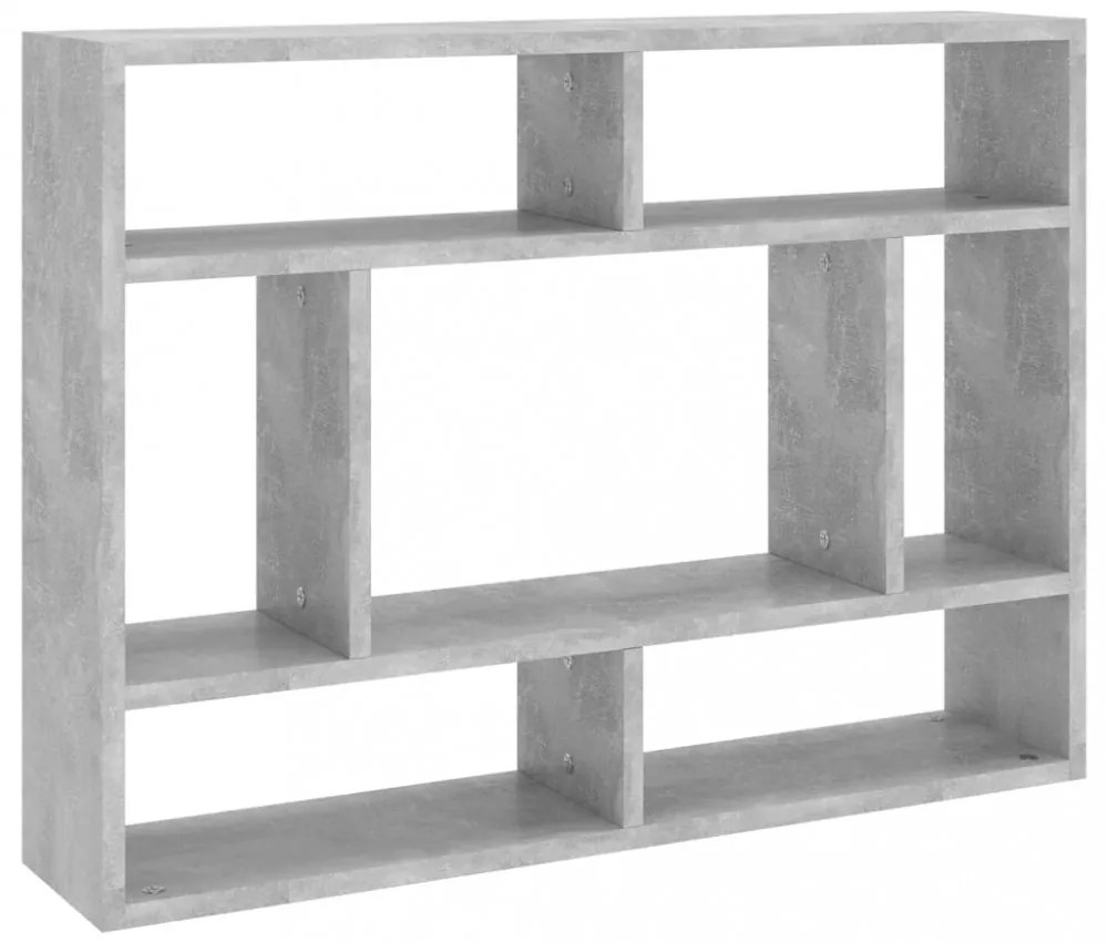 betonszürke szerelt fa fali polc 75 x 16 x 55 cm