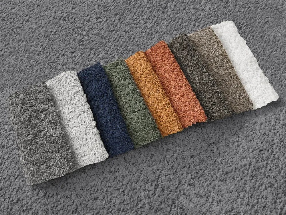 Szürke buklé kinyitható-tárolóhelyes sarokkanapé (jobb oldali-heverő résszel) Montaigne – Bobochic Paris