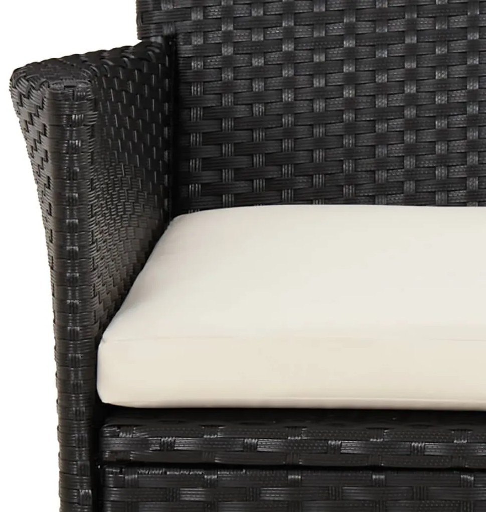 4 db fekete polyrattan kerti szék párnákkal (csak Egyesült Királyság/Írország/FI/NO)