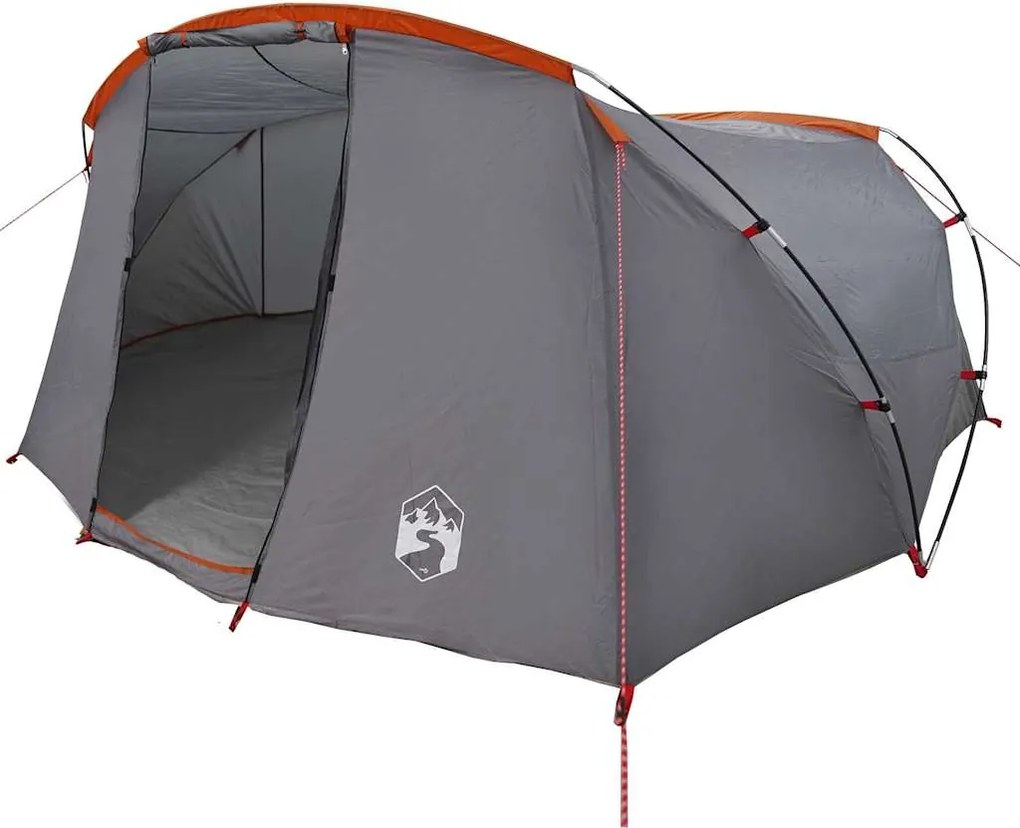 vidaXL Alagútsátor 4 fős tetővel Szürke és narancs 318 x 275 x 140 cm