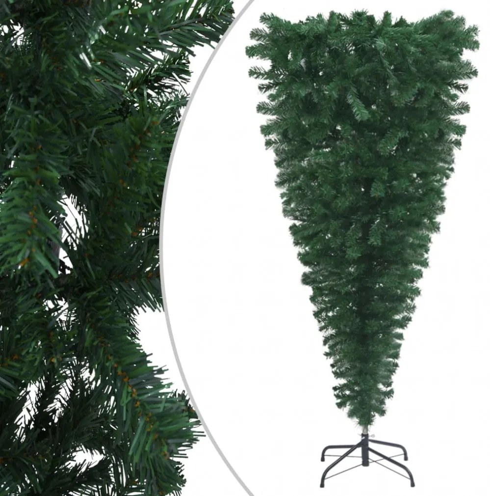 vidaXL fejjel lefelé fordított műkarácsonyfa LED-del/gömbbel 240 cm