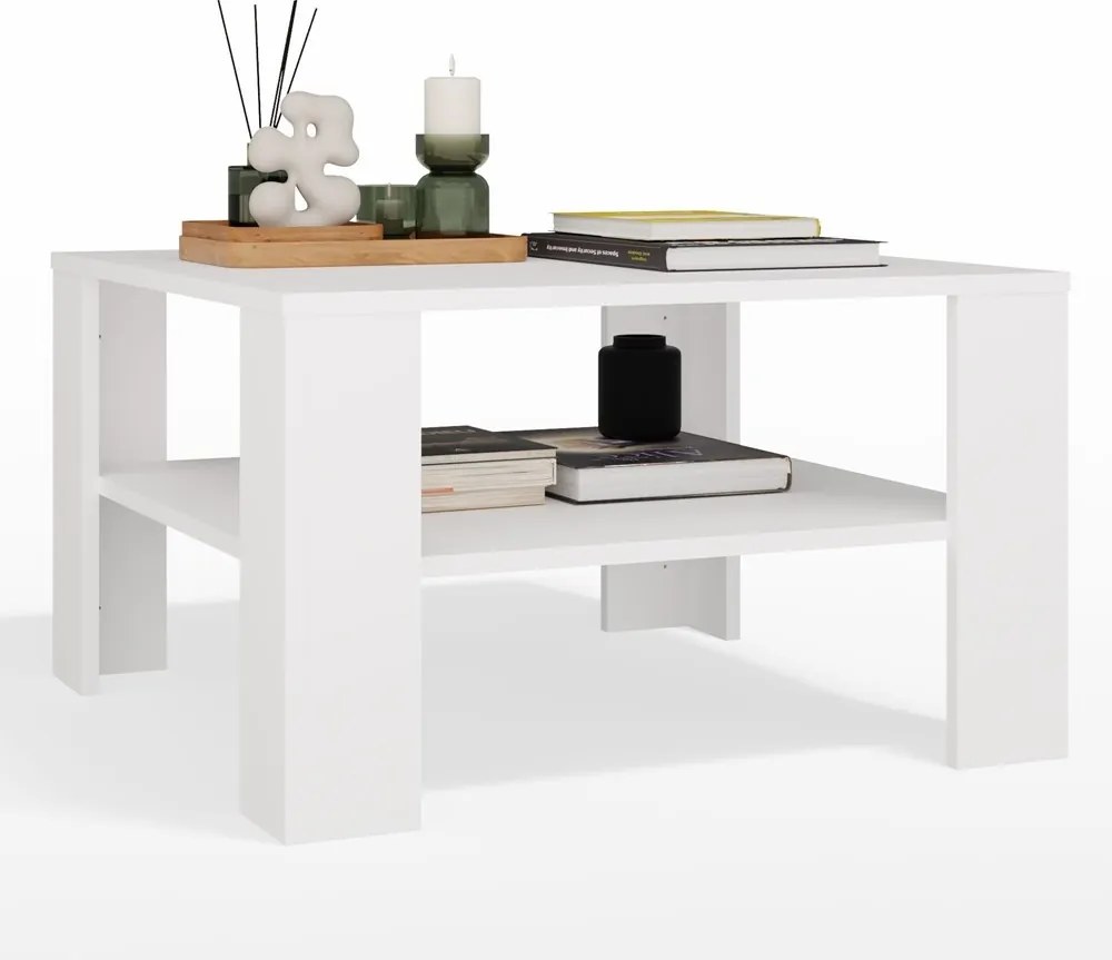 Dohányzóasztal Polccal Az Asztallap Alatt Square Fehér Pad A Nappaliba Szoba