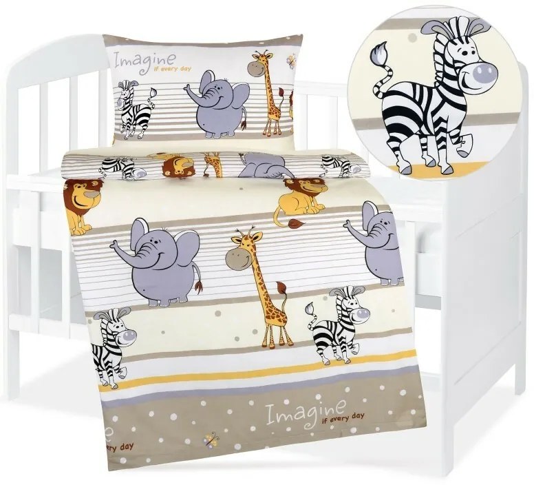Bellatex pamut bölcsőágynemű Agata Safari bézs, 90 x 135 cm, 45 x 60 cm