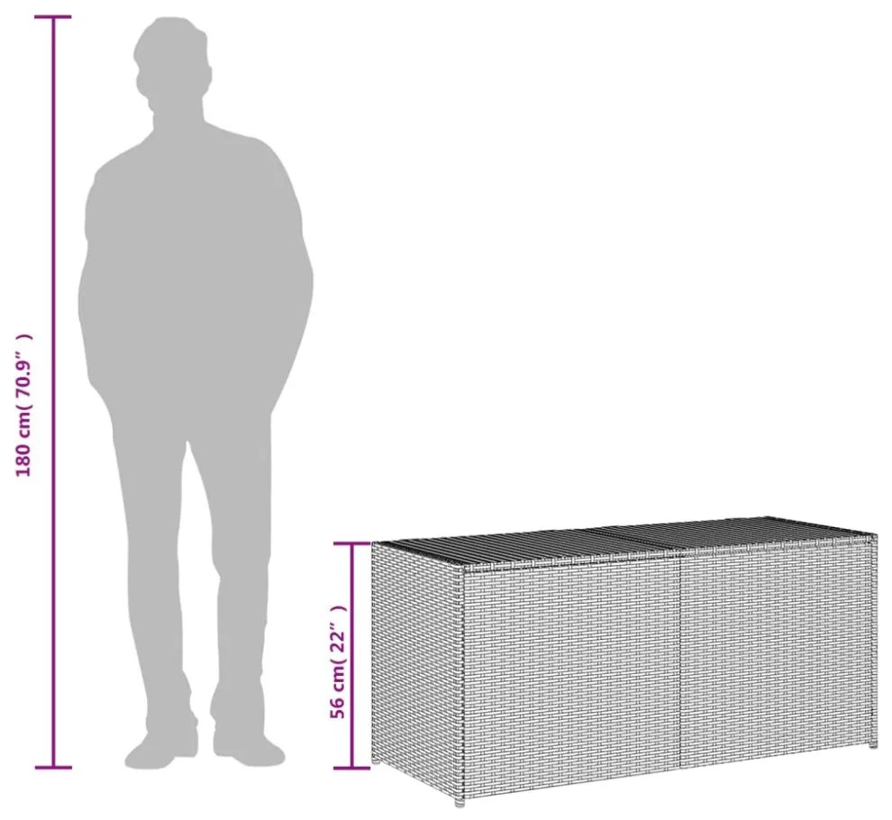fekete polyrattan kerti tárolóláda 283 L