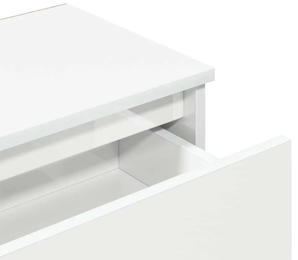 2 db magasfényű fehér szerelt fa éjjeliszekrény 40 x 30 x 39 cm