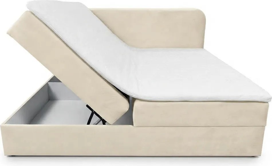 Kárpitozott boxspring ágy FORENA 160x200 cm krémszínű Matrac: Bonell rugós matrac