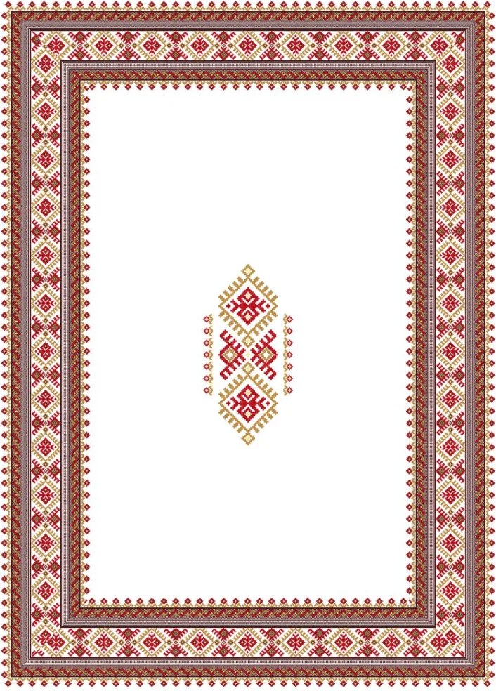 Ethnic asztali futó, fehér, 160×220 cm