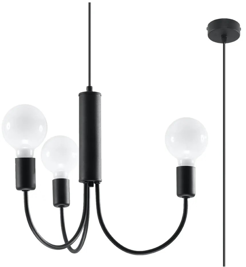 Fekete függőlámpa ø 45 cm Karim – Sollux