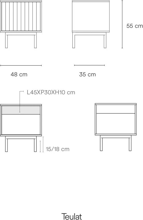 Fekete matt éjjeliszekrény Sierra – Teulat