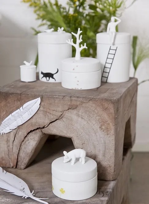 Fehér porcelán kávédoboz PORCELAINSTORIES CAN CAT