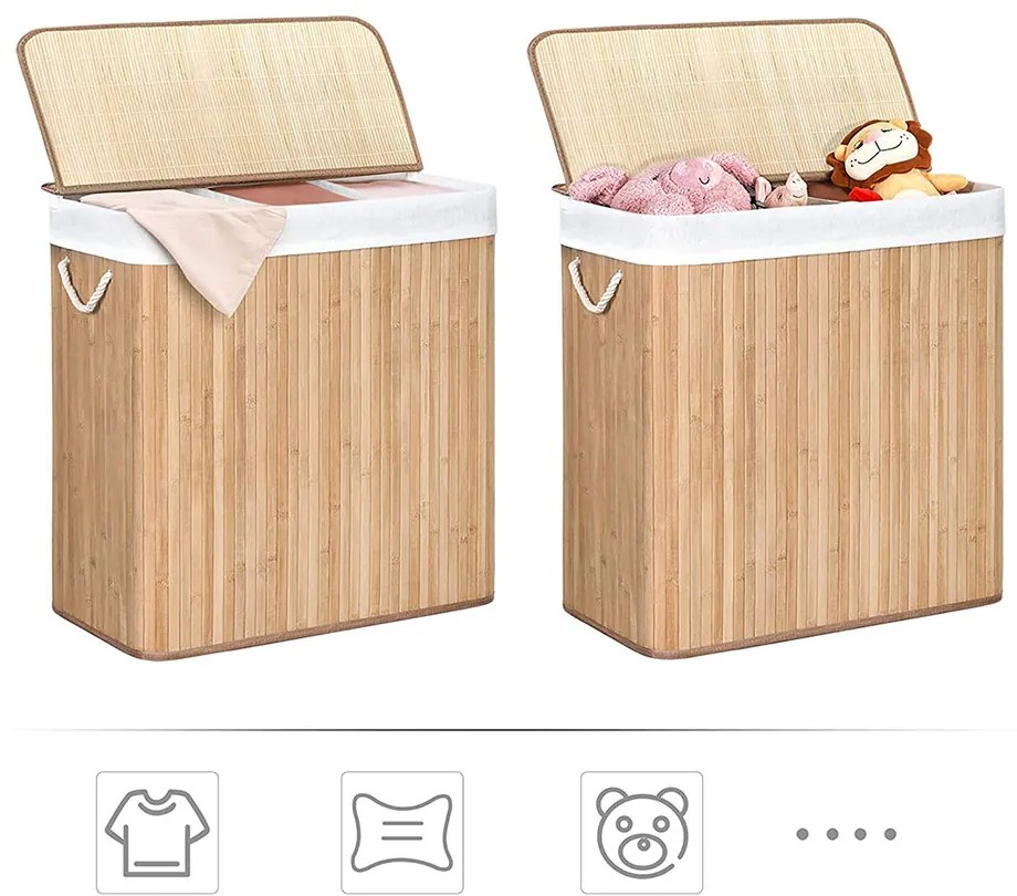 Bambusz szennyestartó, 60 x 40 x 61,5 cm