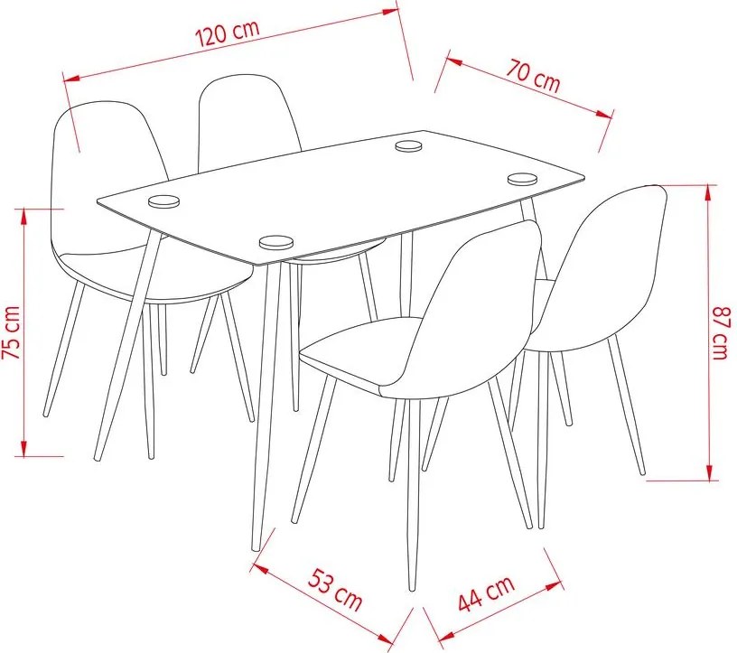 Catini LINEA Étkezőgarnitúra 4x szék + asztal