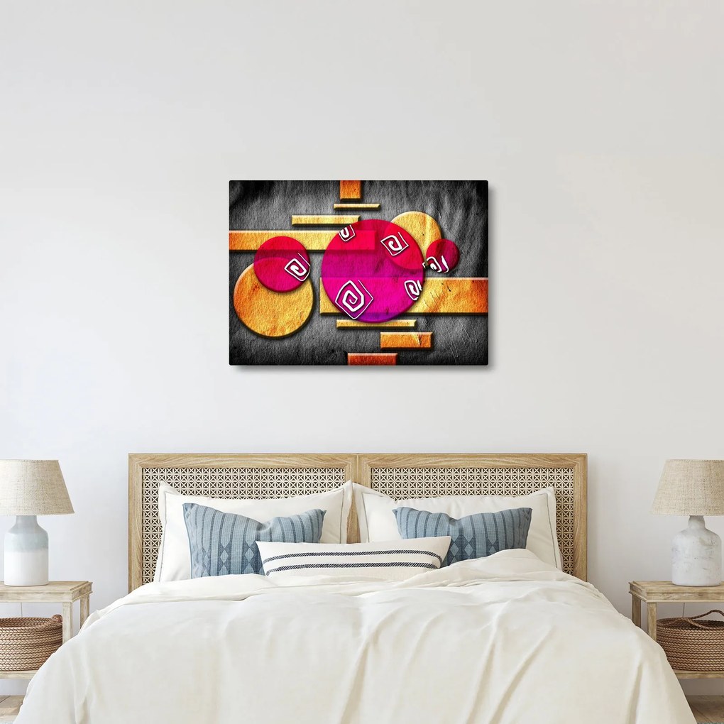 Absztrakt kép történelmi szimbólumokkal (70x50 cm)