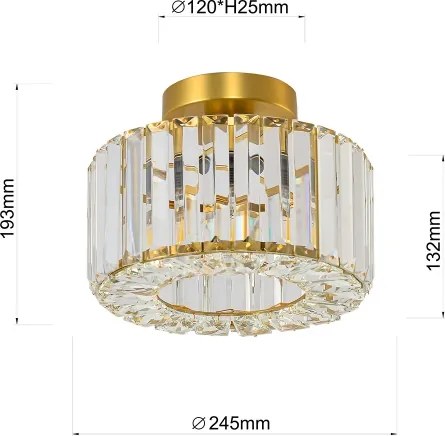 VETRO mennyezeti lámpatest 1xE27/15W/230V, Ø 24,5 cm, aranyszínű