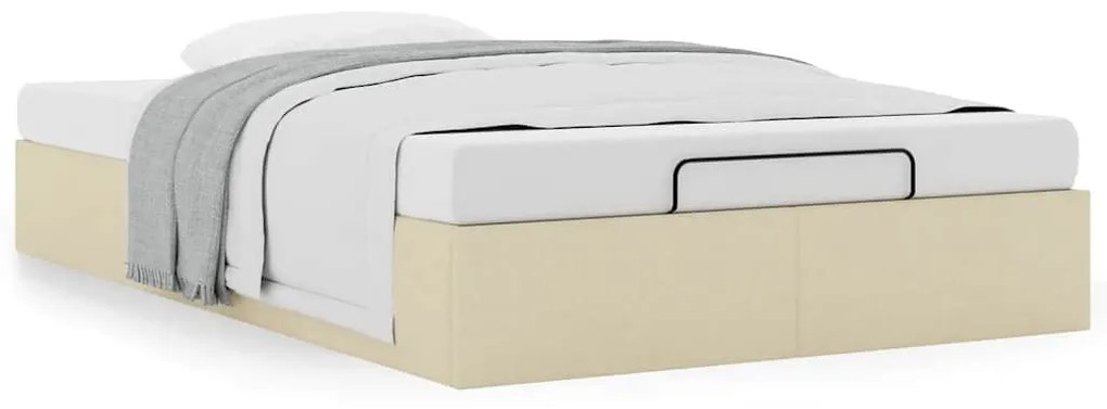 Ottomán krémszínű szövet ágykeret matrac nélkül 120x200 cm