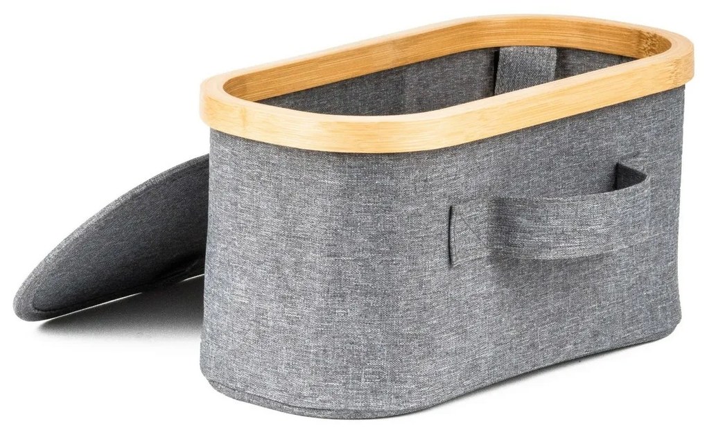 G21 tárolódoboz 30 x 15 x 15 cm, bambuszfedéllel, szürke