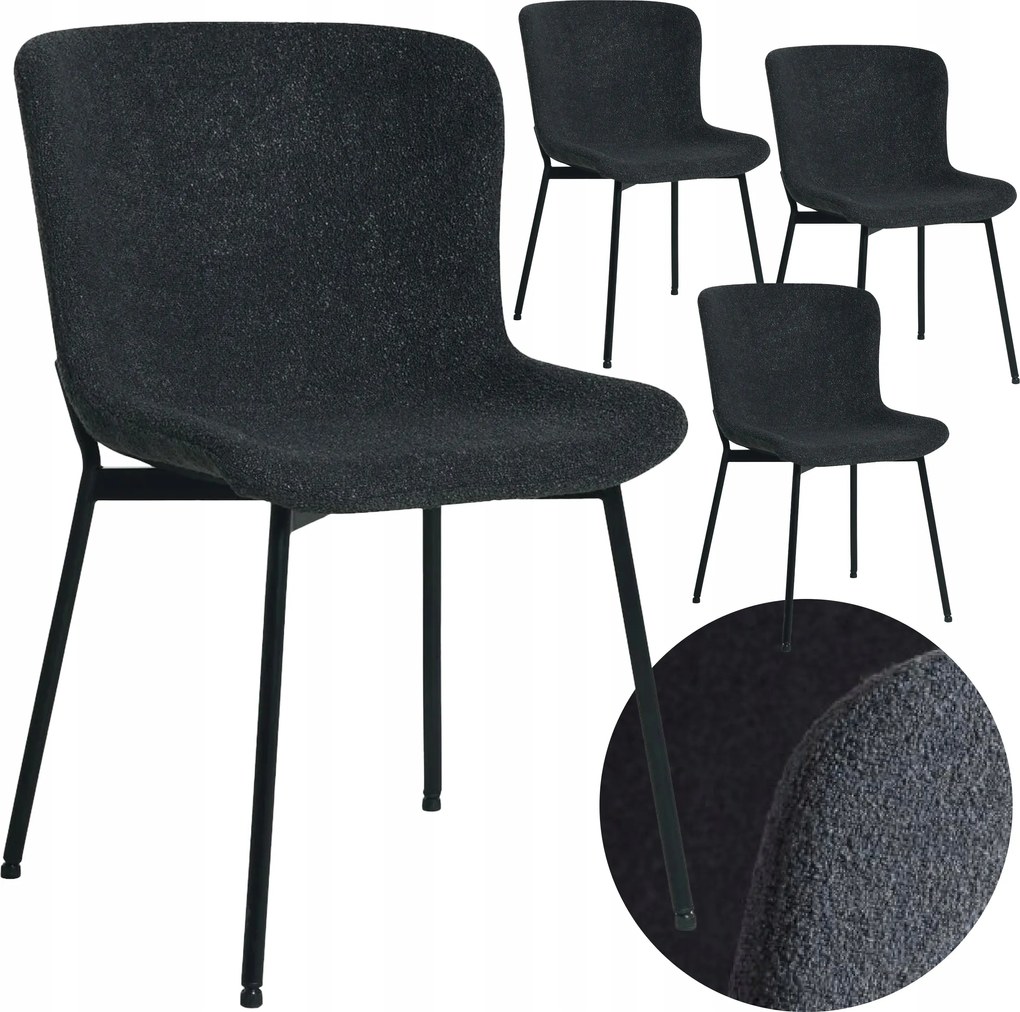 4 db-os Sable grafit kárpitozott szék szett loft japandi irodai nappaliba