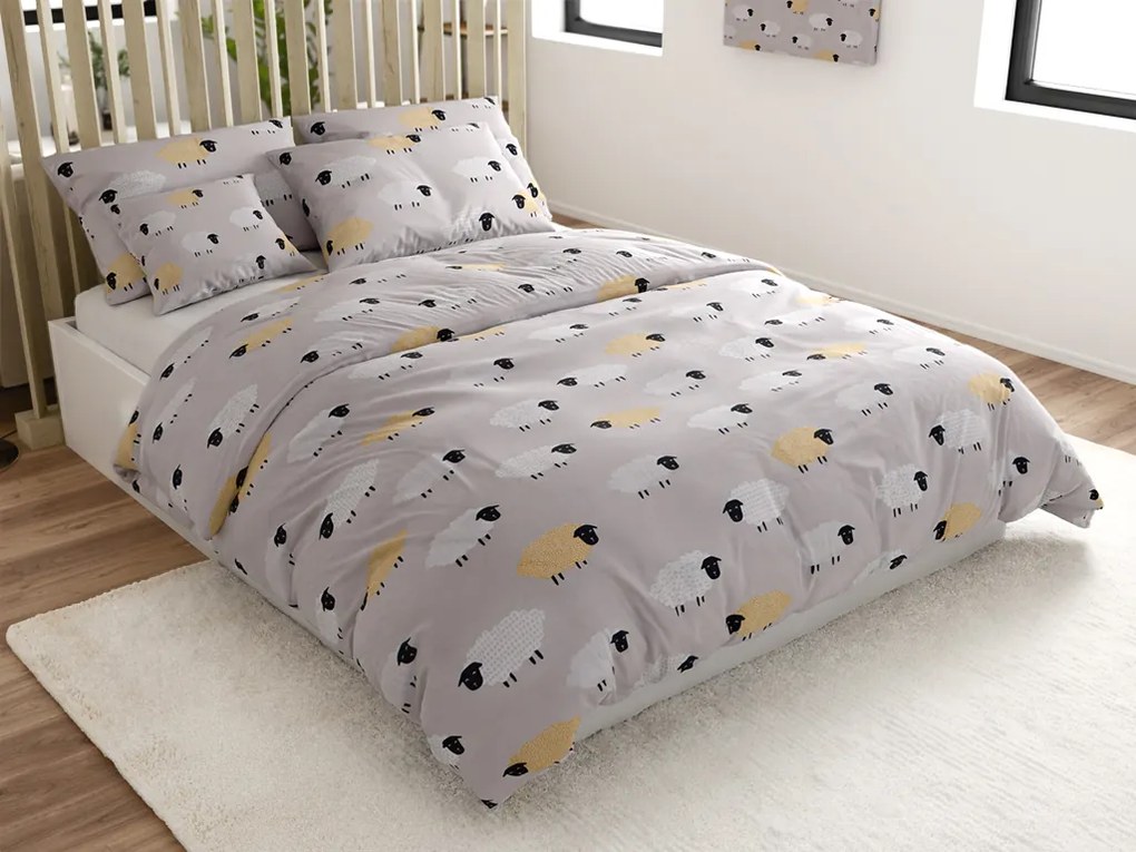 Mikroszálas ágynemű SHEEP DREAM szürke Ágyneműhuzat mérete: 2 db 70 x 90 cm | 200 x 220 cm