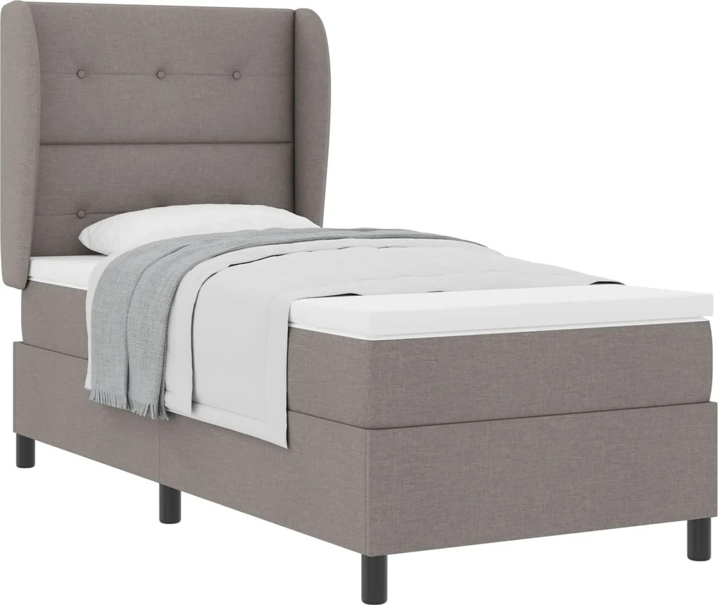 vidaXL Boxrugós ágy matracmal fejtámlával Tópszínű 80 x 200 cm szövet
