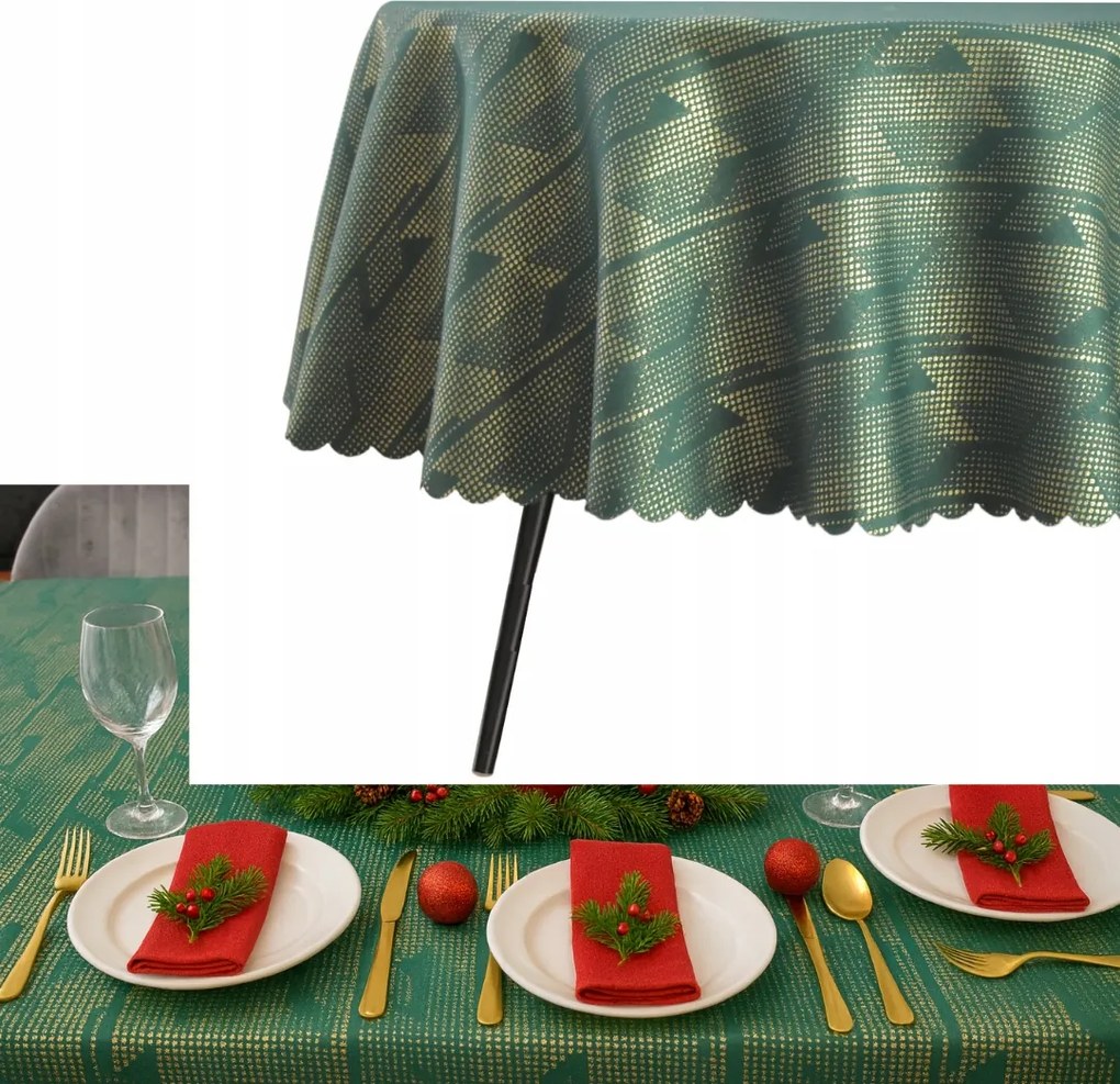 Abrosz Foltálló Ovális 150X250 CM Zöld Arany Ovális Karácsony